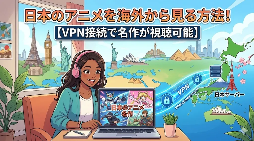 日本のアニメを海外から見る方法！【VPN接続で名作が視聴可能】