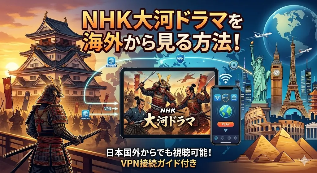 NHK大河ドラマを海外から見る方法!【VPN接続で海外から簡単に視聴可能】