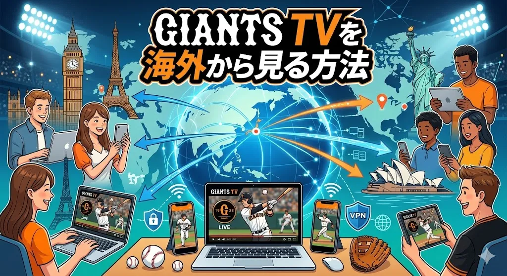 GIANTS TVを海外から見る方法!【VPN接続で巨人軍の試合が見放題】