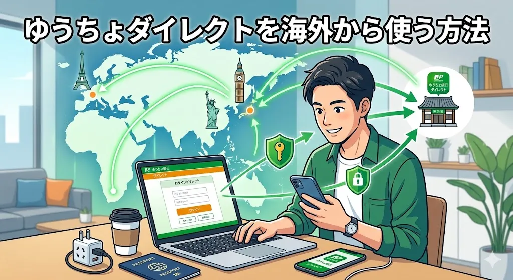 ゆうちょダイレクトを海外から使う方法!【VPN接続で海外でも送金できる】